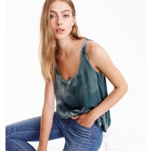 J. Crew Luxury Velvet Tank Seafoam Blue NWT